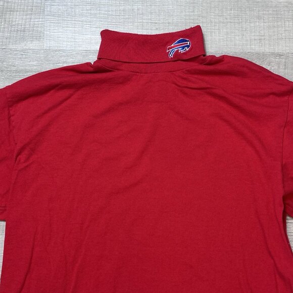 Vintage Logo 7 Buffalo Bills Turtleneck Mens XL Red Made In USA Embroidered Logo - Picture 5 of 10